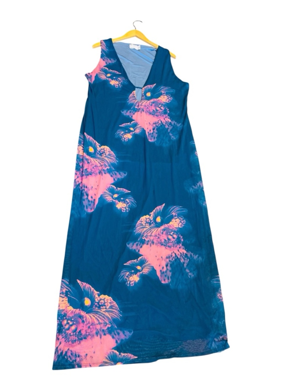 ASOS CURVE Mesh Keyhole Blue Floral Maxi Dress - Picture 3 of 8